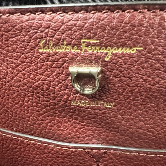 SALVATORE FERRAGAMO  Calfskin Gancio XL City Backpack Maroon/Wine color